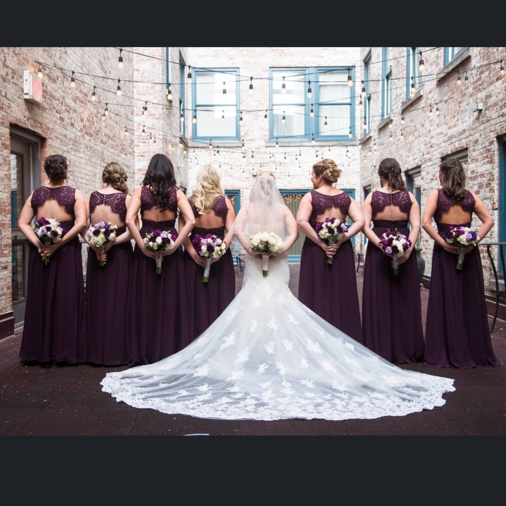Christina Wu Aubergine bridesmaid gown